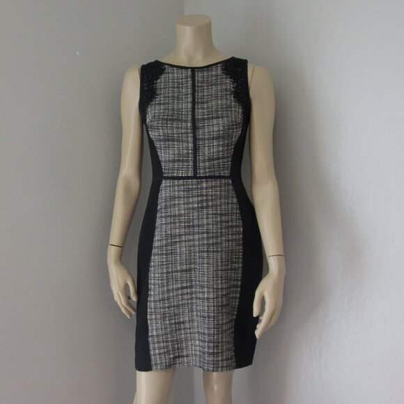 LOFT Black & White Sleeveless Sheath Size 2 Back Zip Dress - Picture 1 of 4